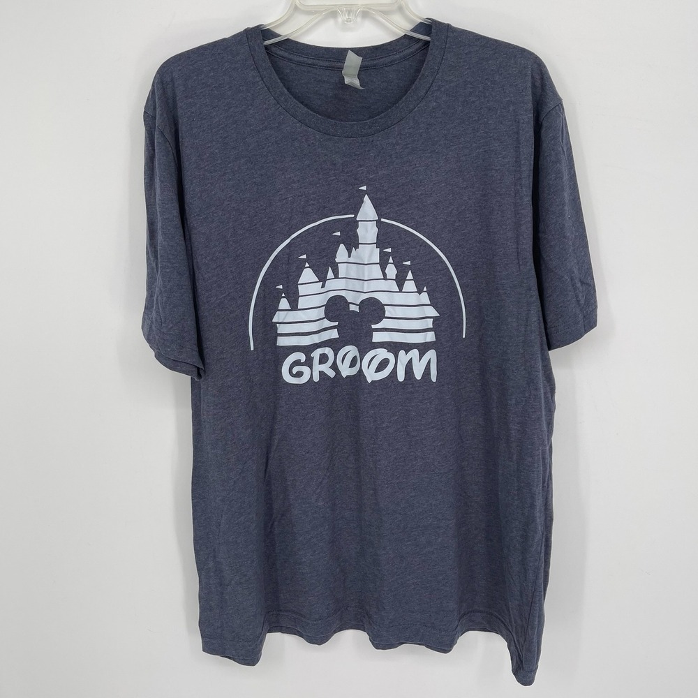 Bella+Canvas Men's Navy Groom Wedding Castle Theme Park Graphic T-Shirt Size 2XL